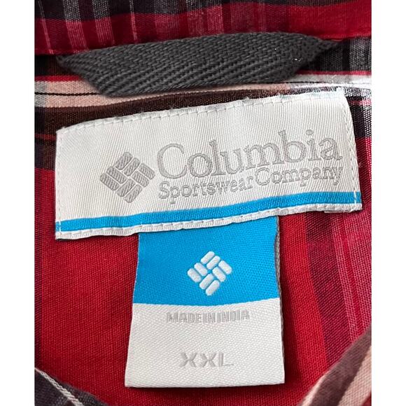 COLUMBIA LONG SLEEVE BUTTON-DOWN SHIRT, MENS, XXL, RED BROWN GREY WHITE PLAID - Picture 11 of 12
